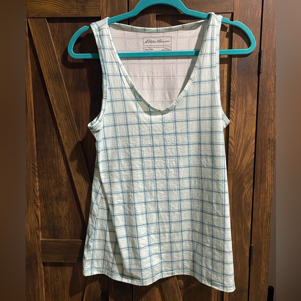 eddie bauer sleeveless top Size  S Blue V Neck Short Sleeve Blouse